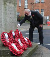 Laying of a wreath at the Dunmow War Memorial.